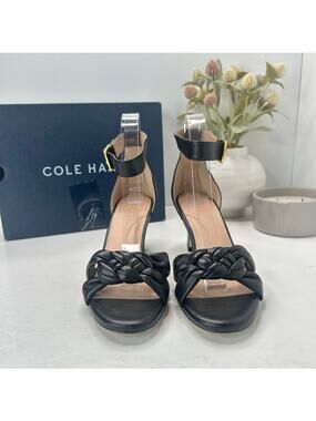 Cole Haan Adella Leather SDE Sandal 65M Black W28254 Women 8B Tried On